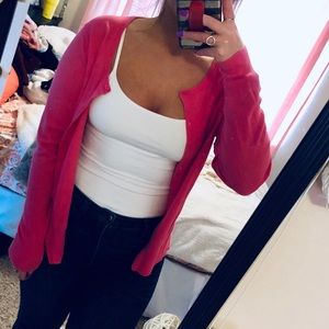 HOT PINK BUTTON UP CARDI